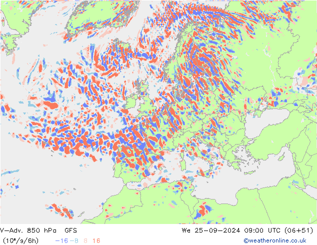 V-Adv. 850 hPa GFS We 25.09.2024 09 UTC