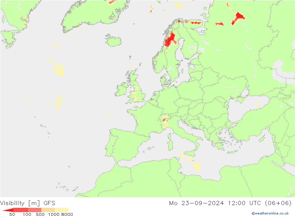 Visibility GFS Mo 23.09.2024 12 UTC