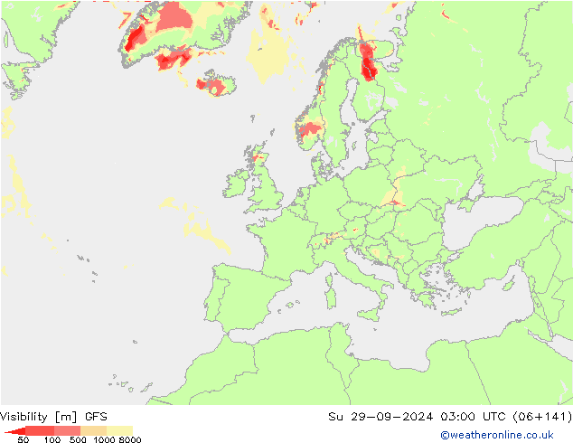 Visibility GFS Su 29.09.2024 03 UTC