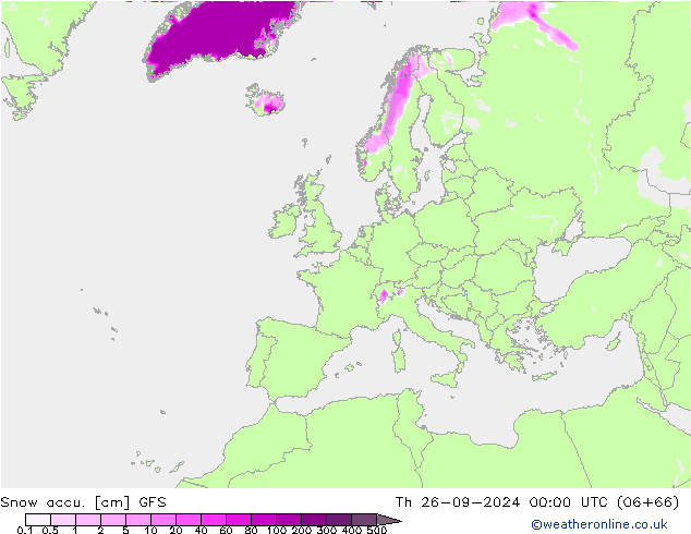 Totale sneeuw GFS do 26.09.2024 00 UTC