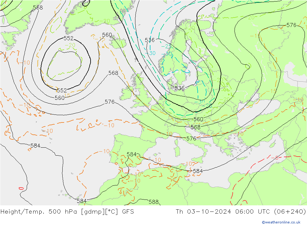 Géop./Temp. 500 hPa GFS jeu 03.10.2024 06 UTC