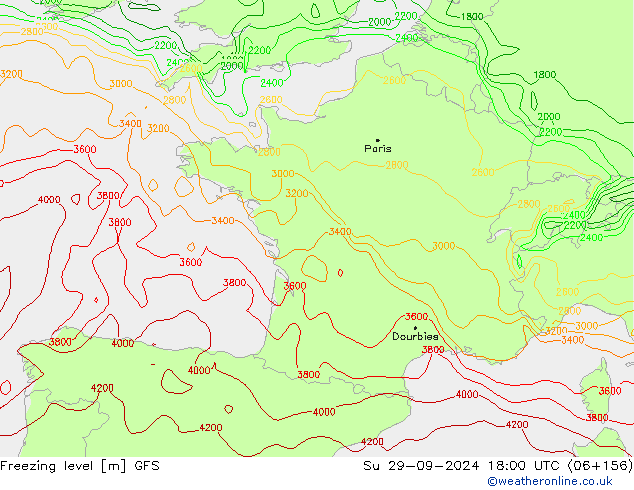 Freezing level GFS  29.09.2024 18 UTC