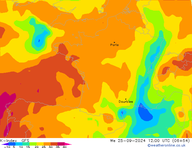 K-Index GFS St 25.09.2024 12 UTC