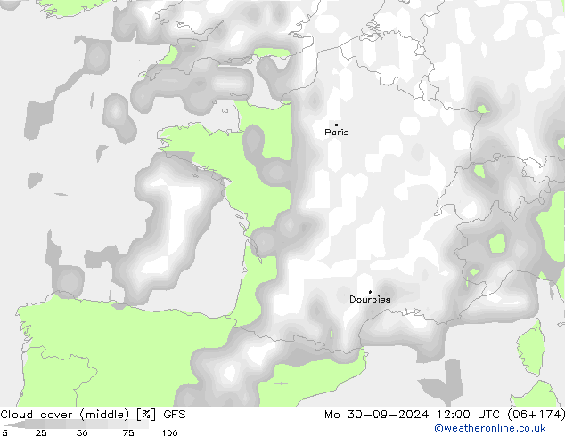 Cloud cover (middle) GFS September 2024