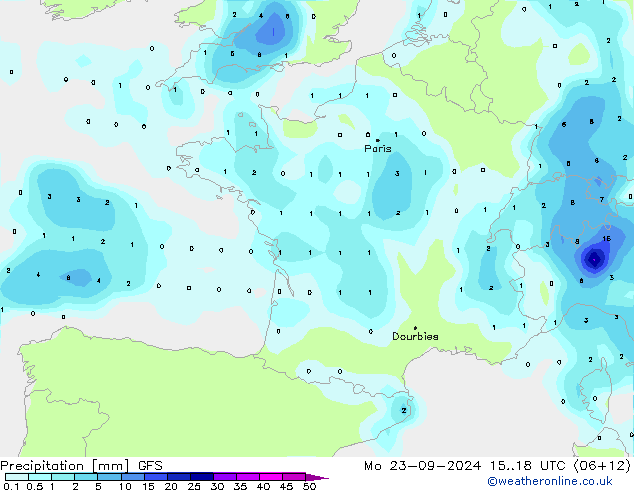 Precipitazione GFS lun 23.09.2024 18 UTC