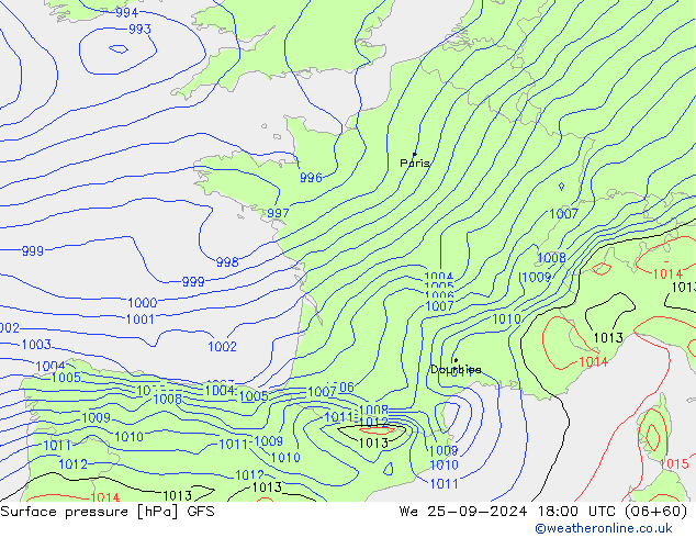 GFS: mer 25.09.2024 18 UTC