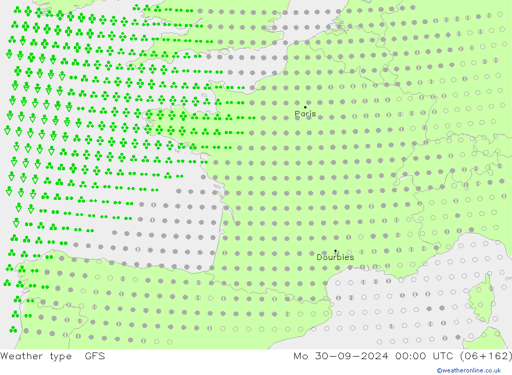 tipo de precipitação GFS Seg 30.09.2024 00 UTC