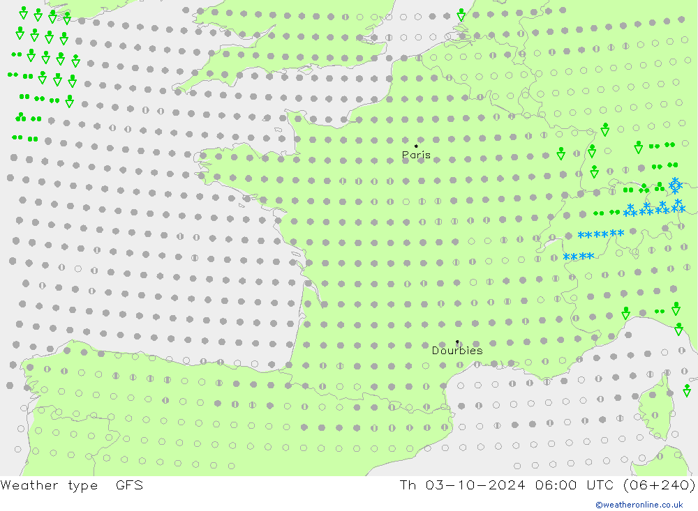 Tipo de precipitación GFS octubre 2024