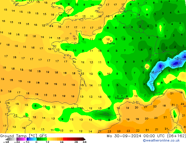 температура от 0-10 см GFS пн 30.09.2024 00 UTC