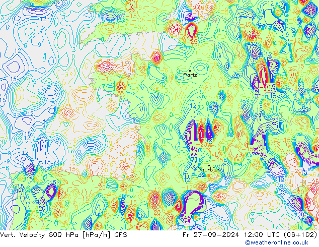 Vert. Velocity 500 hPa GFS Sex 27.09.2024 12 UTC