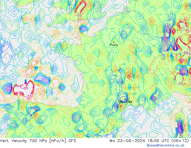 Vert. Velocity 700 hPa GFS Mo 23.09.2024 18 UTC