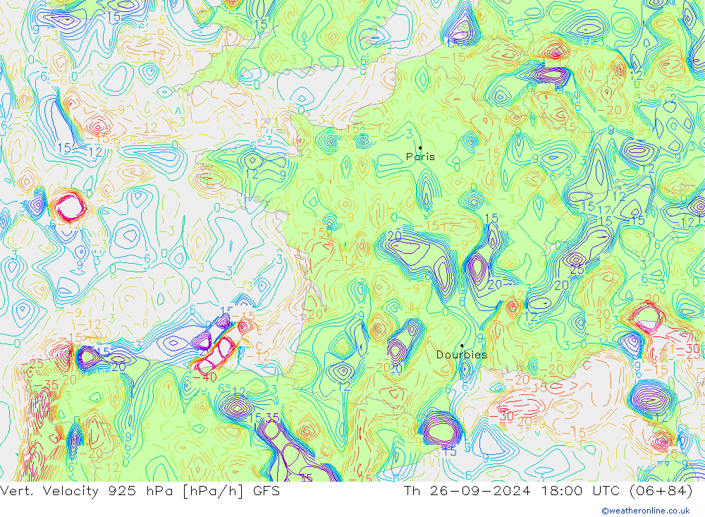 Vert. Velocity 925 hPa GFS czw. 26.09.2024 18 UTC