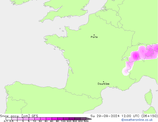 Snow accu. GFS dom 29.09.2024 12 UTC