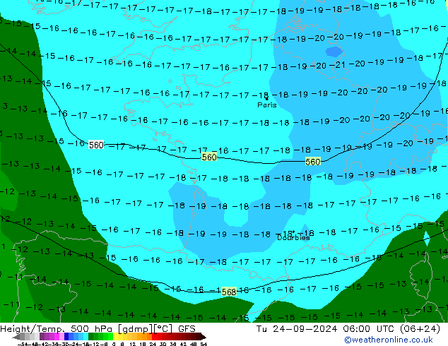 Height/Temp. 500 hPa GFS Ter 24.09.2024 06 UTC