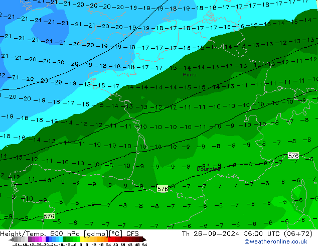 Height/Temp. 500 hPa GFS Th 26.09.2024 06 UTC