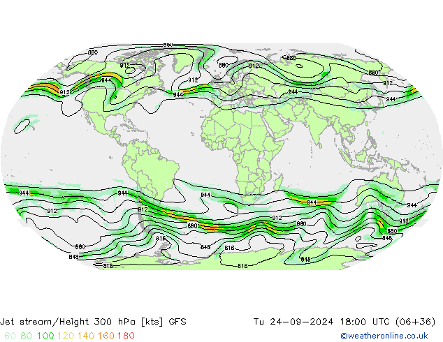 Straalstroom GFS di 24.09.2024 18 UTC