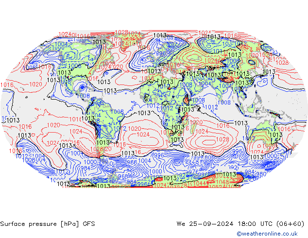 Surface pressure GFS We 25.09.2024 18 UTC