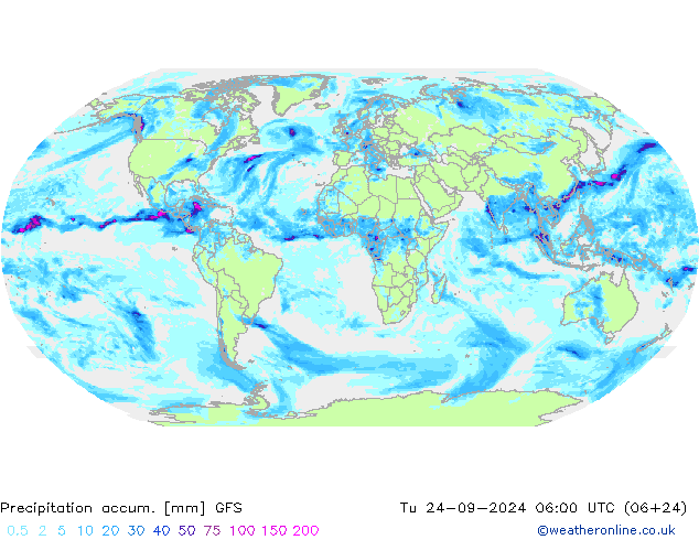 Precipitation accum. GFS Tu 24.09.2024 06 UTC