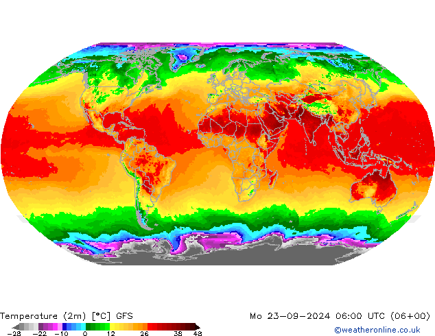 Temperature (2m) GFS Mo 23.09.2024 06 UTC