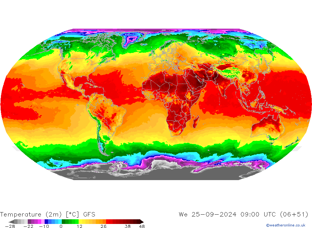 карта температуры GFS ср 25.09.2024 09 UTC