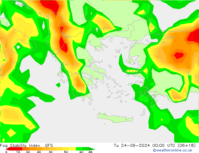 Fog Stability Index GFS Di 24.09.2024 00 UTC