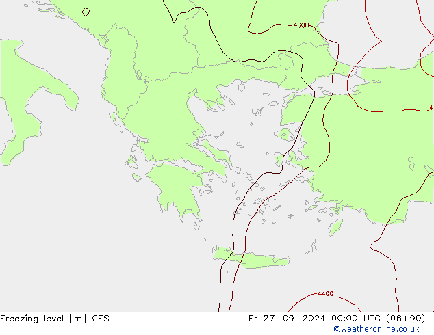 Freezing level GFS Fr 27.09.2024 00 UTC