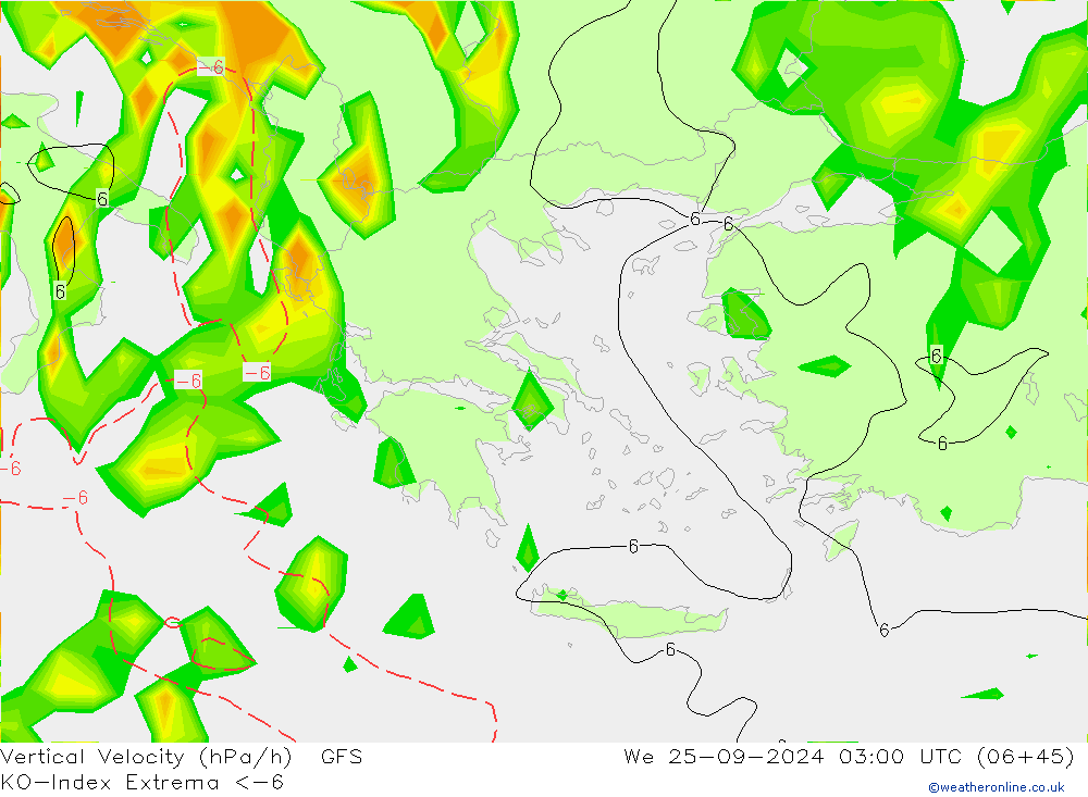 Convection-Index GFS mer 25.09.2024 03 UTC