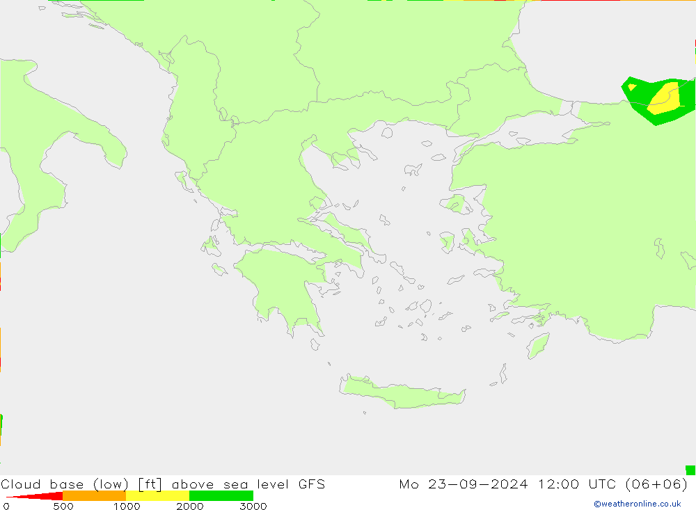 Wolkenbasis (Laag) GFS ma 23.09.2024 12 UTC