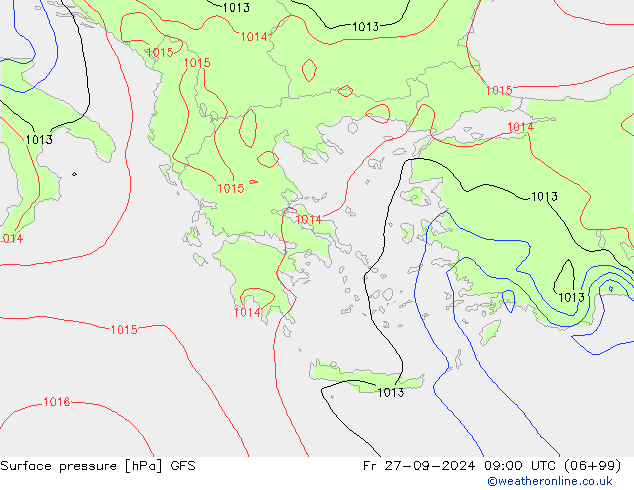 приземное давление GFS пт 27.09.2024 09 UTC