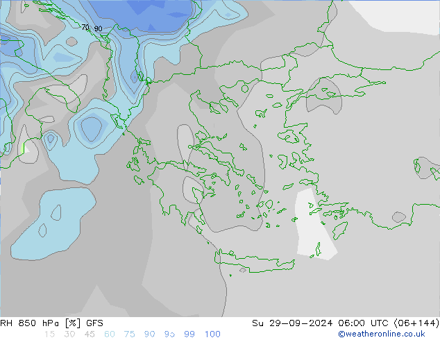 RH 850 hPa GFS Su 29.09.2024 06 UTC