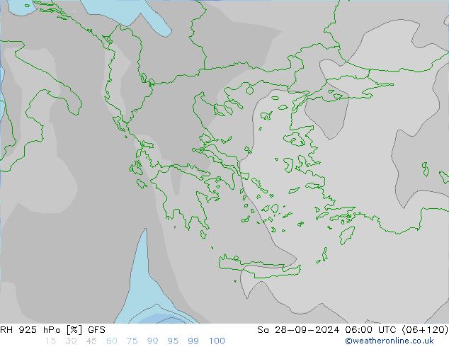 Humedad rel. 925hPa GFS sáb 28.09.2024 06 UTC