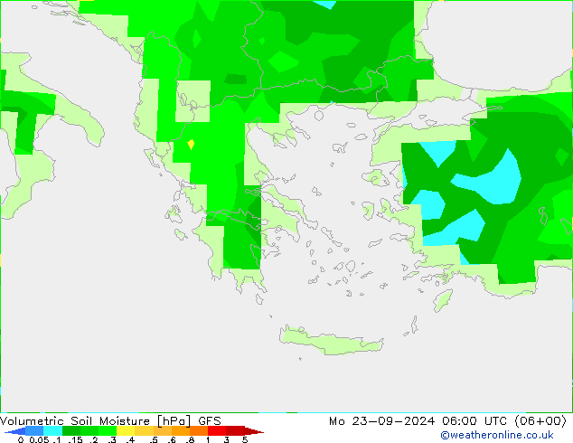 Volumetrisch bodemvocht GFS ma 23.09.2024 06 UTC