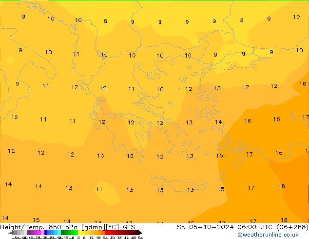 Géop./Temp. 850 hPa GFS sam 05.10.2024 06 UTC