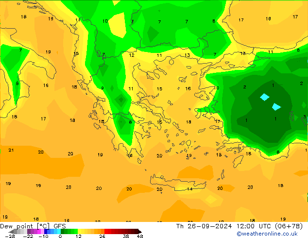 Dauwpunt GFS do 26.09.2024 12 UTC