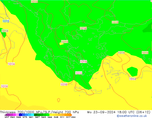 Thck 700-1000 hPa GFS Mo 23.09.2024 18 UTC