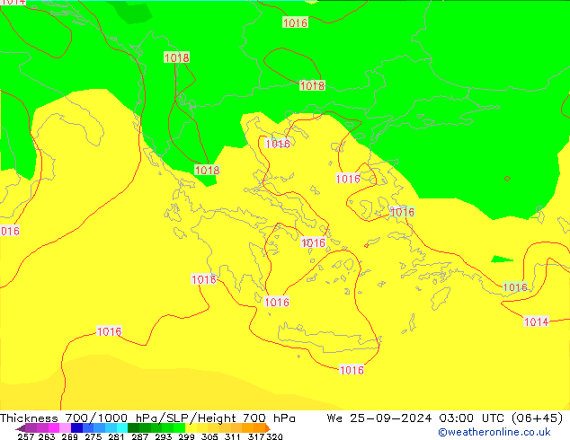 Thck 700-1000 hPa GFS mer 25.09.2024 03 UTC