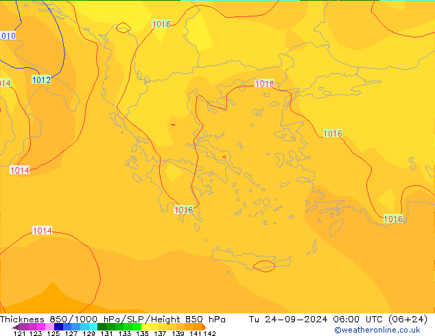 Thck 850-1000 hPa GFS mar 24.09.2024 06 UTC