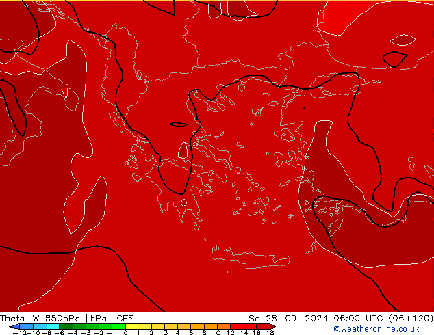 Theta-W 850hPa GFS za 28.09.2024 06 UTC