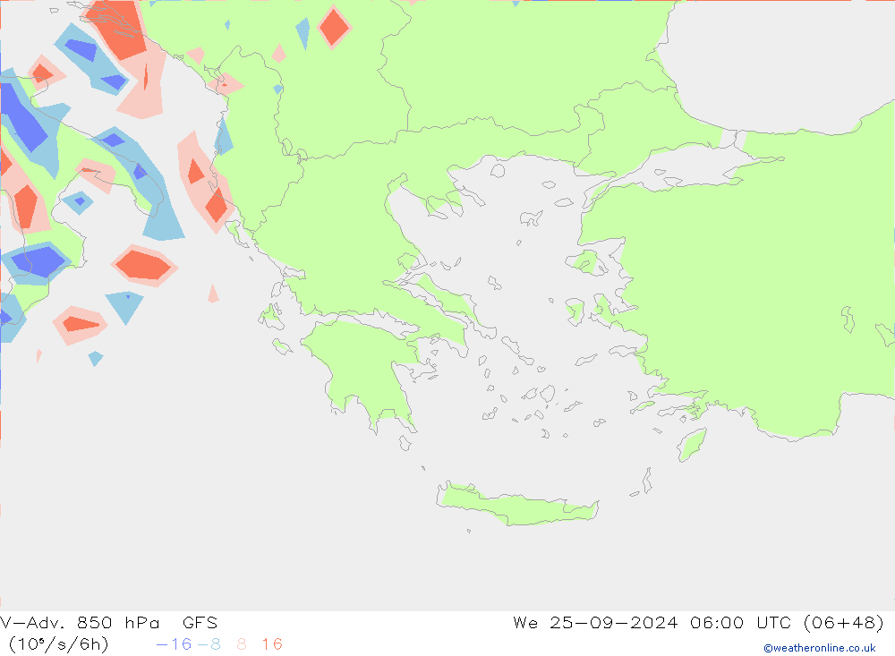 V-Adv. 850 hPa GFS Çar 25.09.2024 06 UTC