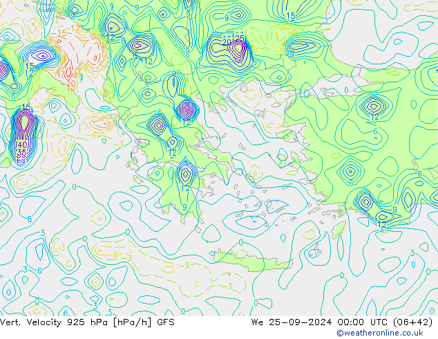 Vert. Velocity 925 hPa GFS Qua 25.09.2024 00 UTC