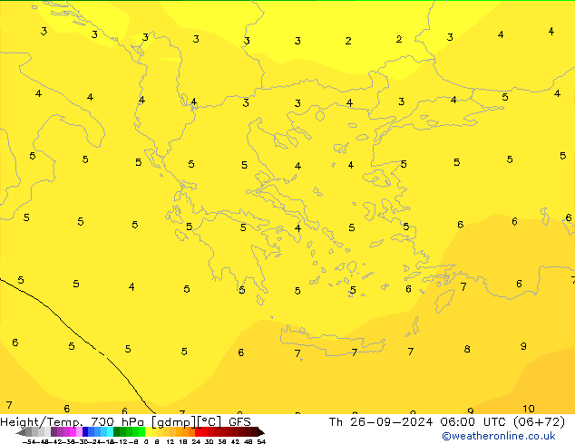 Height/Temp. 700 hPa GFS Čt 26.09.2024 06 UTC