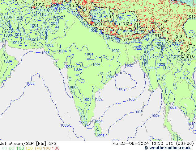 Jet stream GFS Seg 23.09.2024 12 UTC