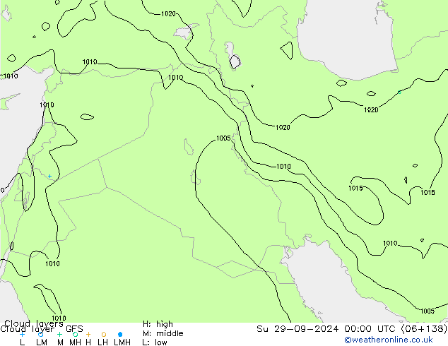 Cloud layer GFS dom 29.09.2024 00 UTC