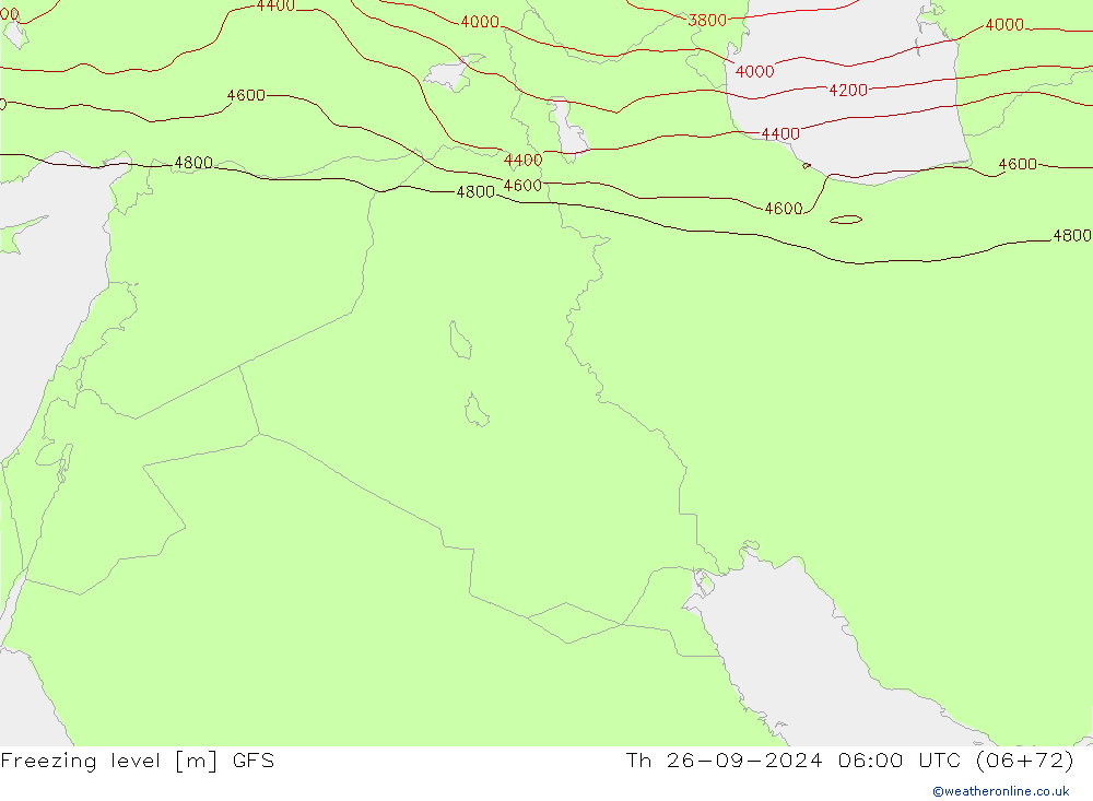 Freezing level GFS Čt 26.09.2024 06 UTC