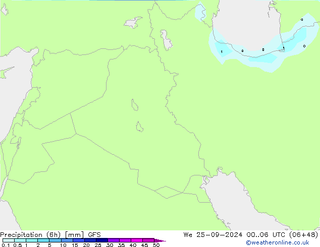 Precipitation (6h) GFS We 25.09.2024 06 UTC