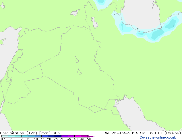 Precipitation (12h) GFS We 25.09.2024 18 UTC