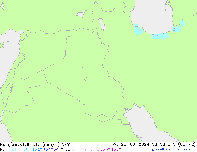 Regen/Sneeuwval GFS wo 25.09.2024 06 UTC