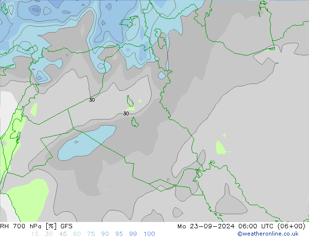 RH 700 hPa GFS  23.09.2024 06 UTC