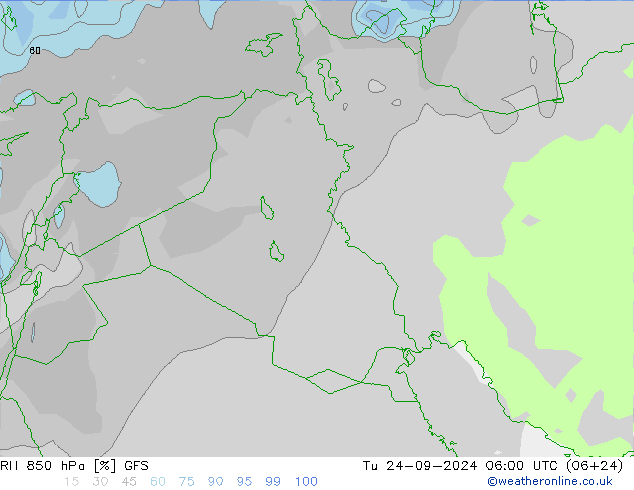 850 hPa Nispi Nem GFS Sa 24.09.2024 06 UTC