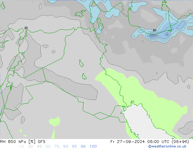 RH 850 hPa GFS Fr 27.09.2024 06 UTC